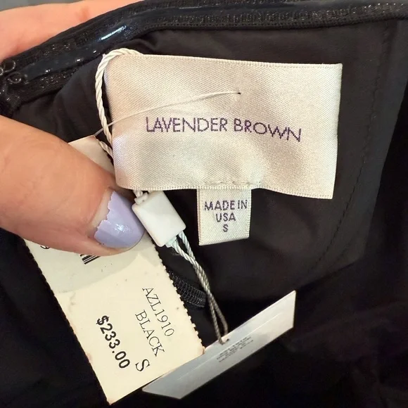 Lavender Brown NEW Madelyn Black Strapless Midi Dress size small - Picture 8 of 9